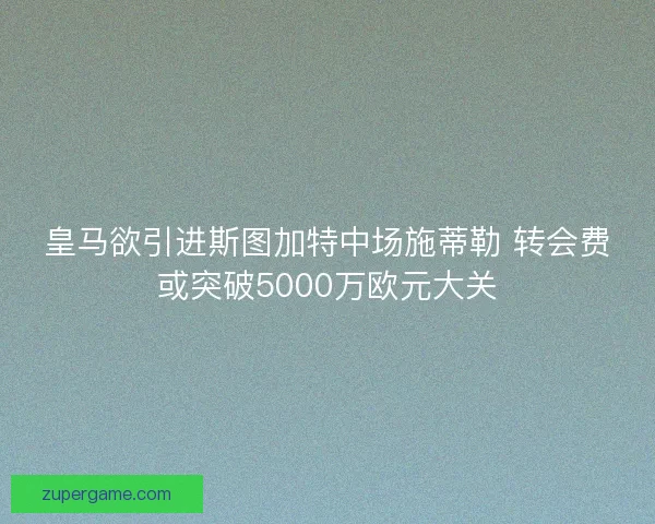 皇马欲引进斯图加特中场施蒂勒 转会费或突破5000万欧元大关 皇马欲引进斯图加特中场施蒂勒 转会费或突破5000万欧元大关