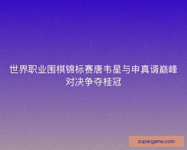 世界职业围棋锦标赛唐韦星与申真谞巅峰对决争夺桂冠